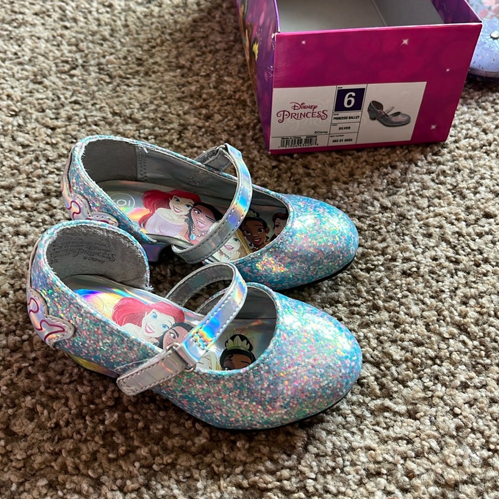 Disney Princess Blue/Pink Sparkle Ballet Shoe w/Ankle Strap & Heel-Toddler 6